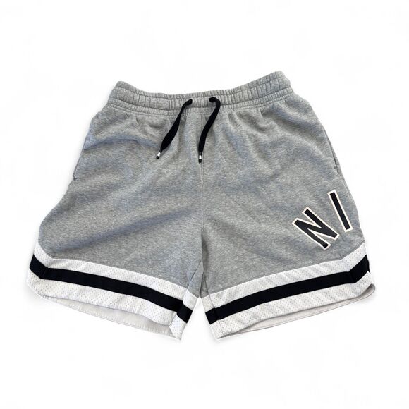 Nike Sweat Shorts Mens Large Grey Fleece SpellOut Lounge Sportswear Basketball - Picture 1 of 5